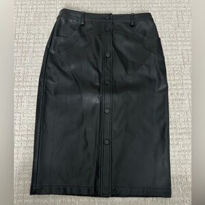 LBV Black Vegan Leather Button Skirt Size 8- NWT